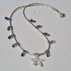 STARFISH 3D IN LAMPWORK GLASS WITH CELESTIAL CRYSTAL HOLOGRAPHIC BRIOLETTES,